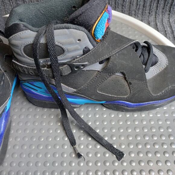 Nike Air Jordan 8 VIII Retro Youth Sneakers Black Aqua Size 5Y - Picture 3 of 10